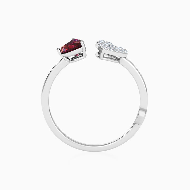 lazurde Heart Diamond Two Headed Ring in 18K Gold - Image 4